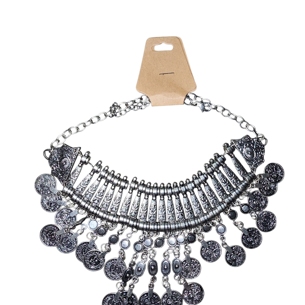 FREE PEOPLE Silver Coin Choker Necklace - Picture 2 of 2